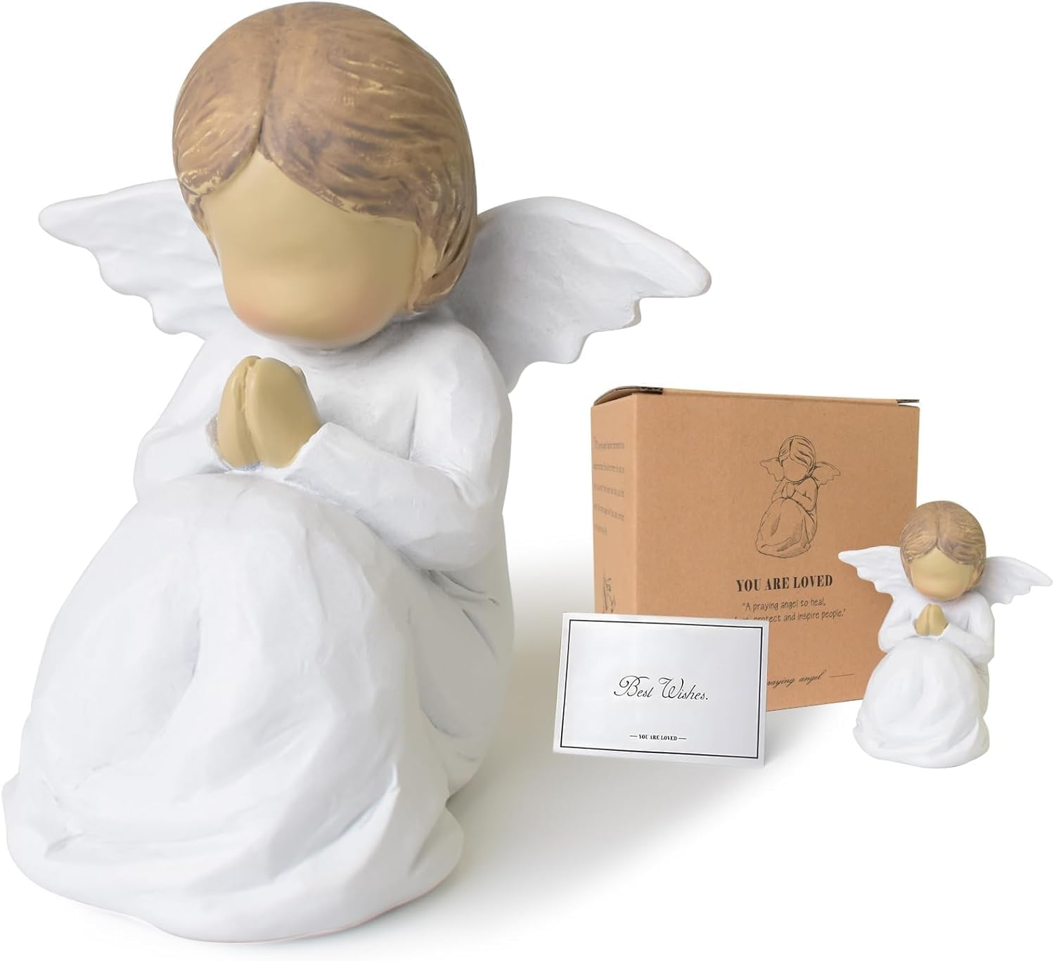 Guardian Angel Statue, Angel Figurines for Women, First Communion Gifts for Girls, Resin Prayer Angels, Hand-Painted Faith Corner Decor, Baptism Christmas Memorial Gift