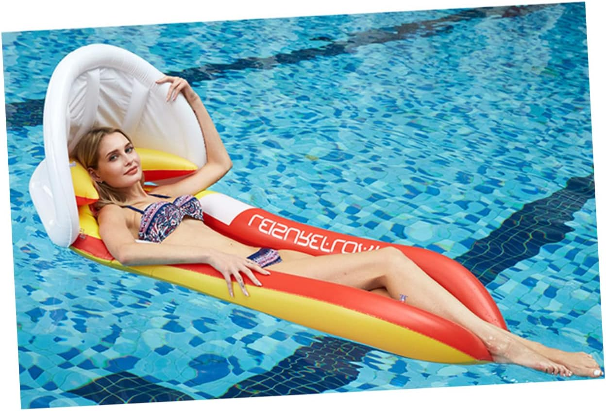 ERINGOGO Inflatable Floating Bed and Water Hammock for Adults 160X90Cm Orange PVC Recliner with Sunshade for Pool Relaxation and Floating image number 3