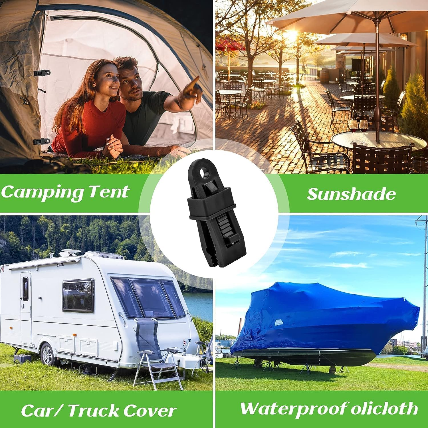 Adjustable Heavy Duty Lock Grip, 20Pcs Tarp Clips Awning Clamps, Plastic Tent Clamp Clips Jaw Snaps Lock Grip Clamps image number 3