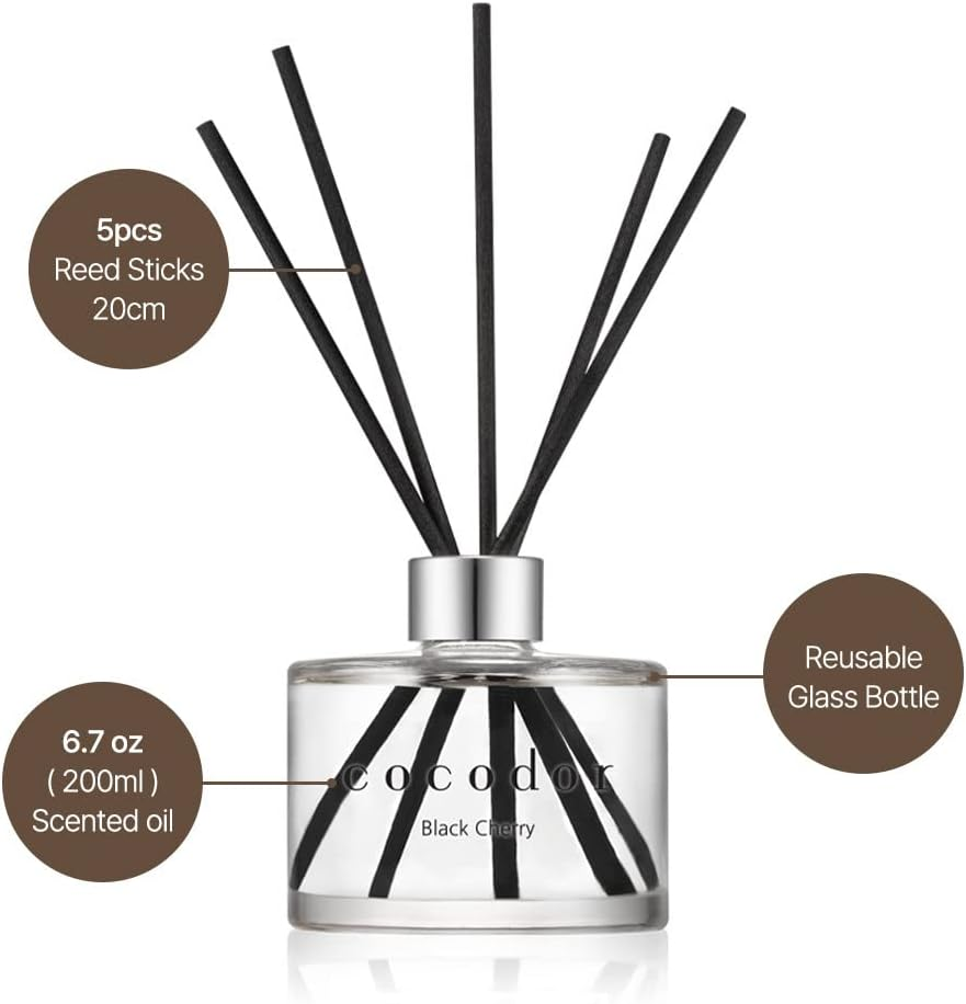 COCODOR Signature Reed Diffuser Set/White Jasmine / 200Ml /1 Pack/Home Fragrance Diffuser, Oil Scent Diffuser for Bathroom Shelf D&eacute;cor image number 6