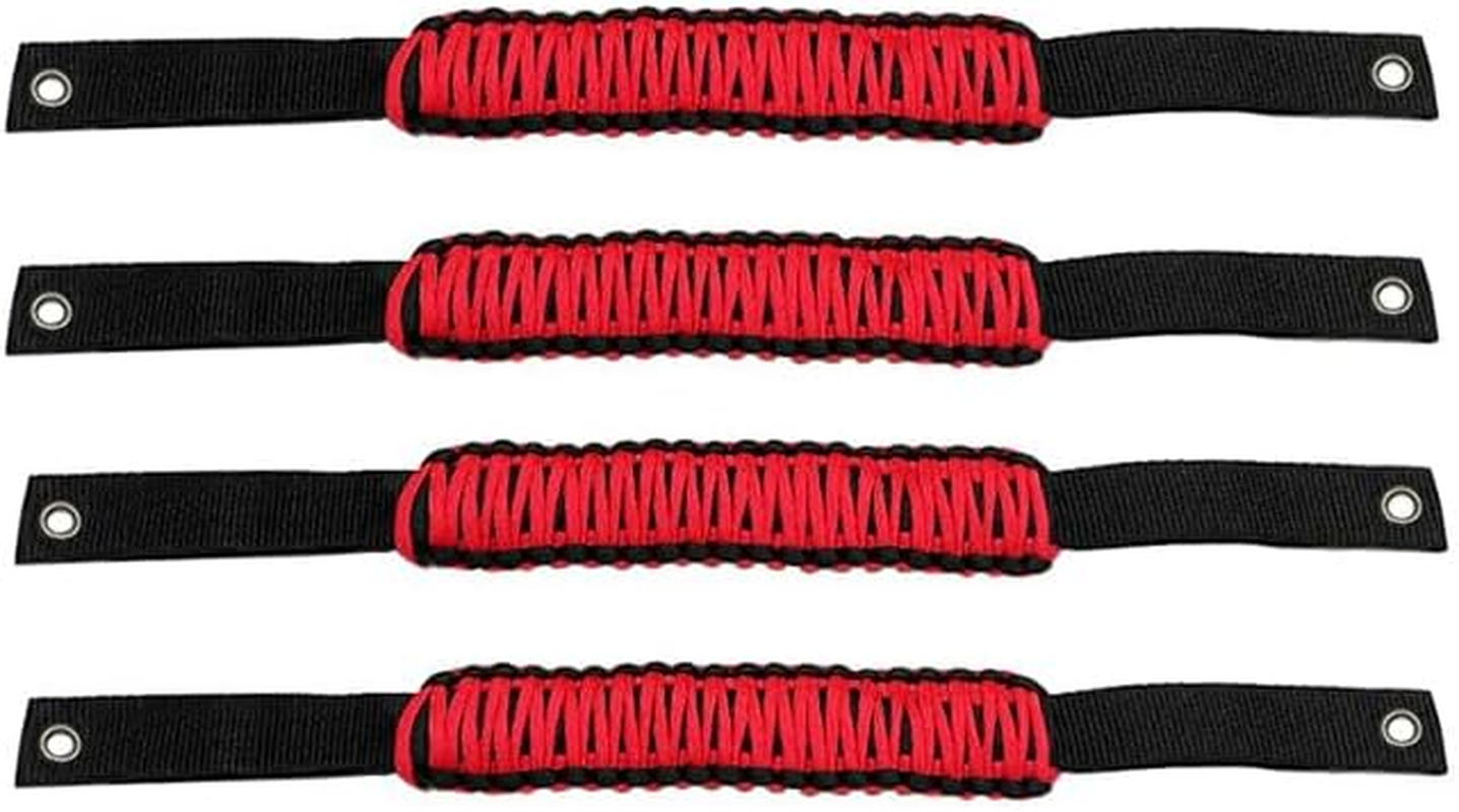4 PCS Ford Bronco Grab Handles, 4 Pack Automotive Paracord Roll Bar Grab Handles for 2021 2022 2023 2024 2/4 Door Bronco Handles (Red) image number 4