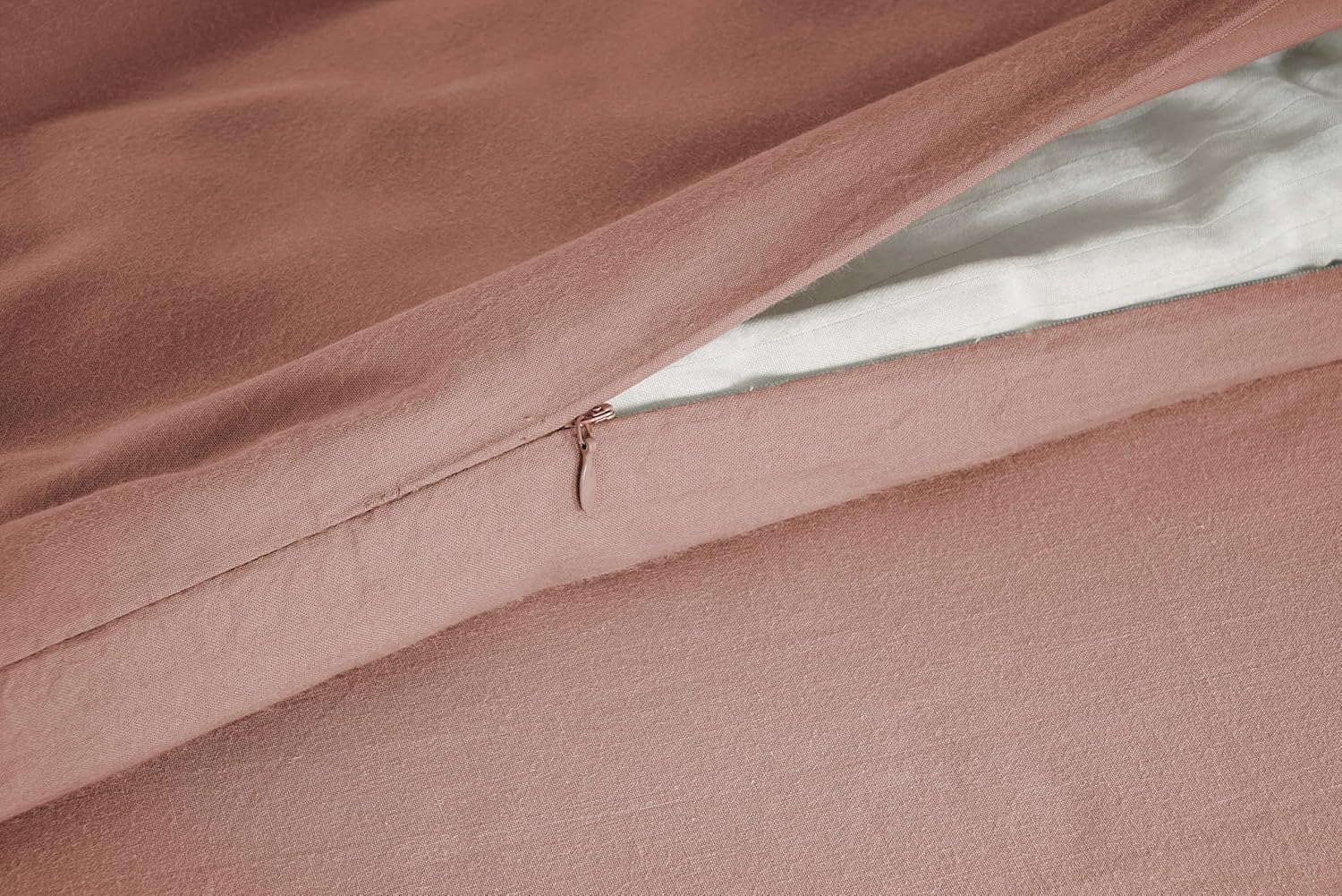 Lane Linen 100% Organic Cotton Duvet Cover 3-Piece Set (1 Duvet Cover, 2 Pillowcases), Rose Dawn, Queen Quilt Cover