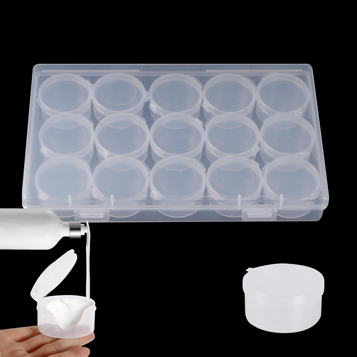 Zfyoung 50 Pcs Plastic Cosmetic Jar 5G/5Ml Clear Case with Snap Lids Portable,Travel Storage Cosmetic Samples Beauty Products Mini Containers with Lids, Airtight Cosmetic Containers with Lids,Holds