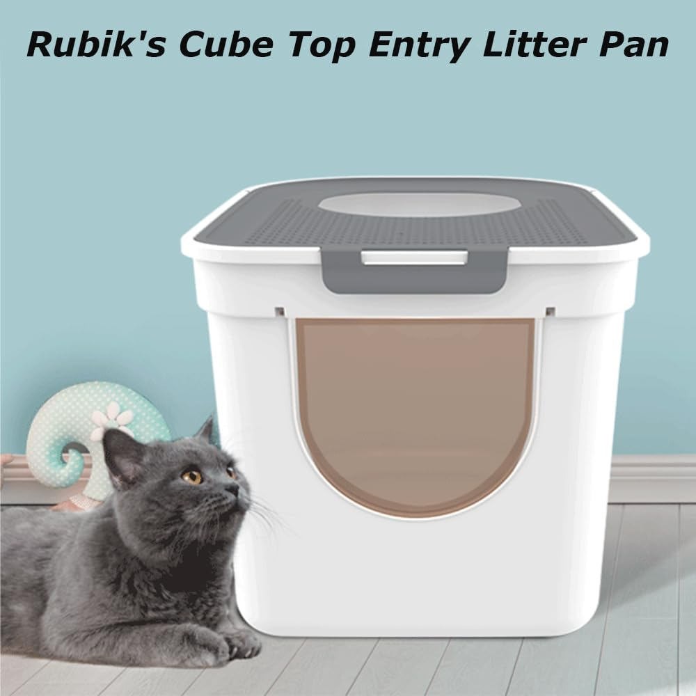 Enclosed Litter Box,Kitty Toilet Hood,Cat Potty with Scoop,Separate Entry and Exit Door,Detachable Pet Litter Case,Large Litter Container image number 5