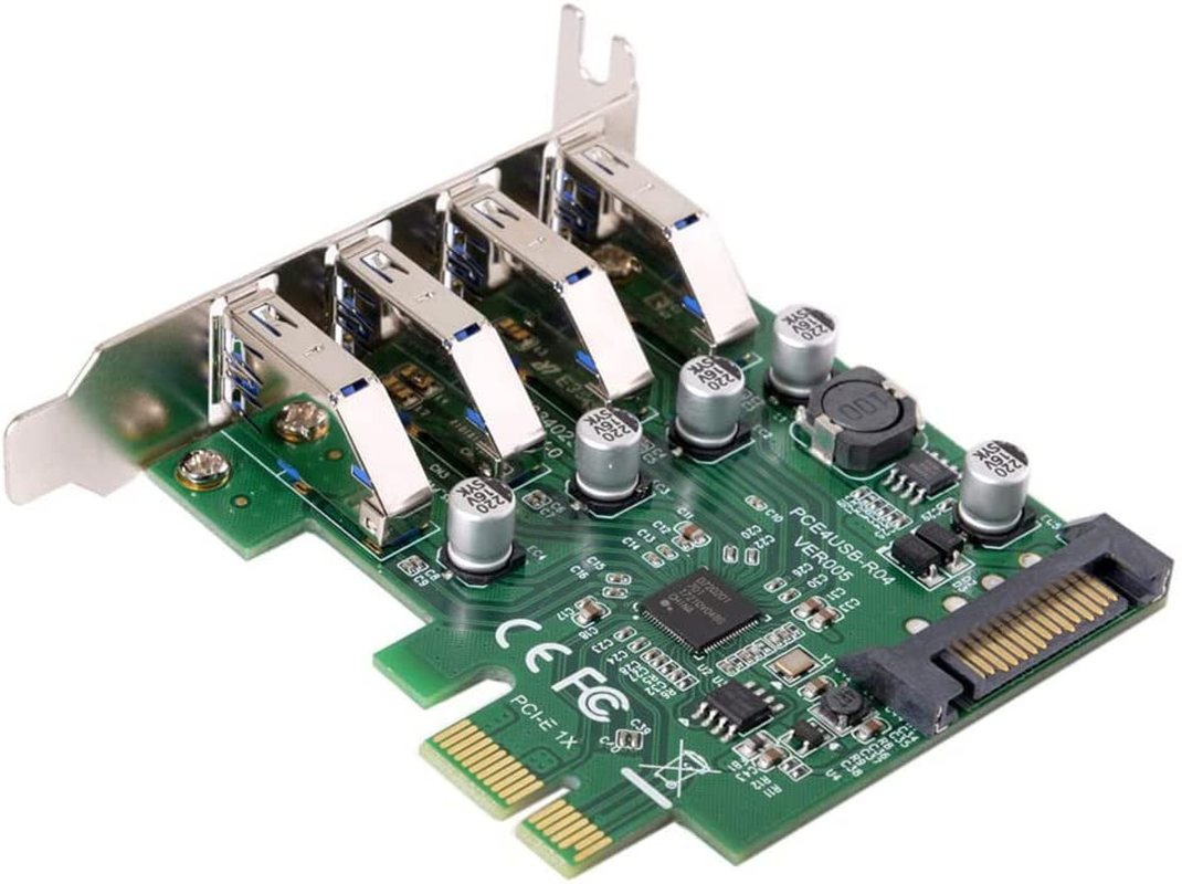 JSER Card Low Profile 4 Ports PCI-E to USB 3.0 HUB PCI Express Expansion Card Adapter 5Gbps for Motherboard image number 4