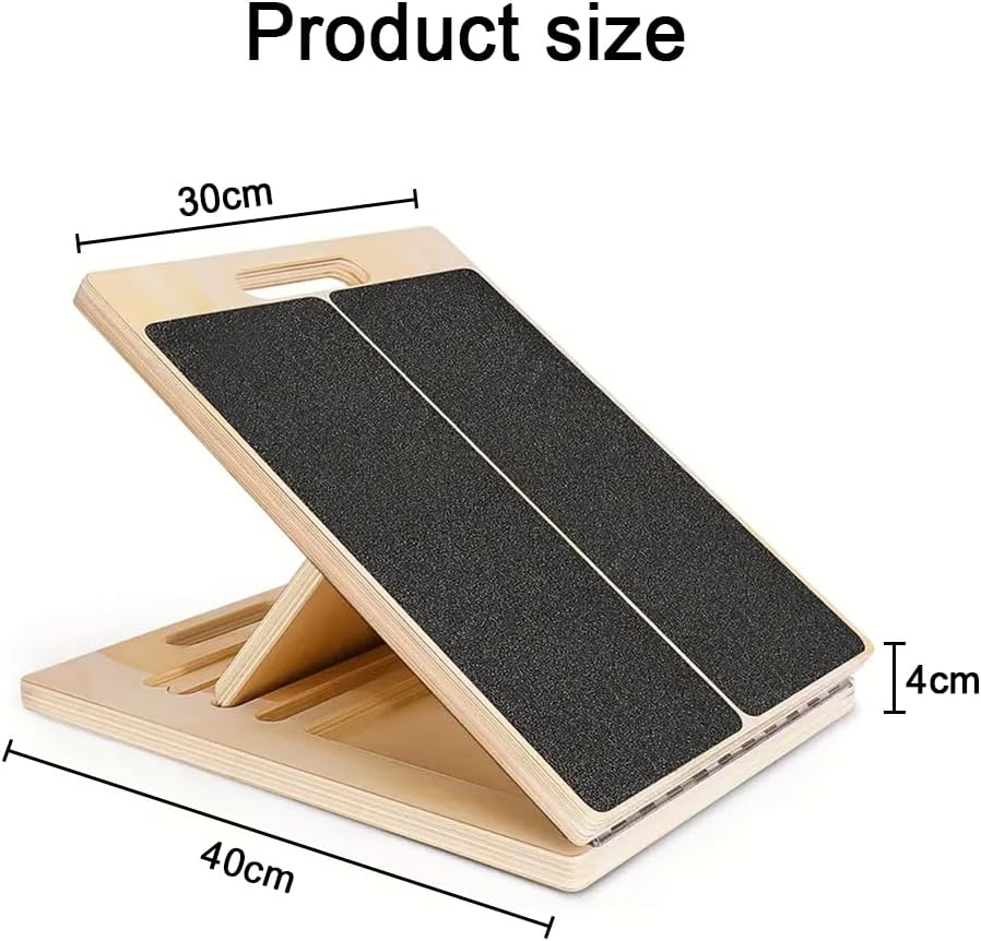 TOMVAES Professional Wooden Slant Board, Adjustable Incline Board and Calf Stretcher, Stretch Board - Extra Side-Handle Design for Portability,40 * 30 * 4Cm,5 Positions