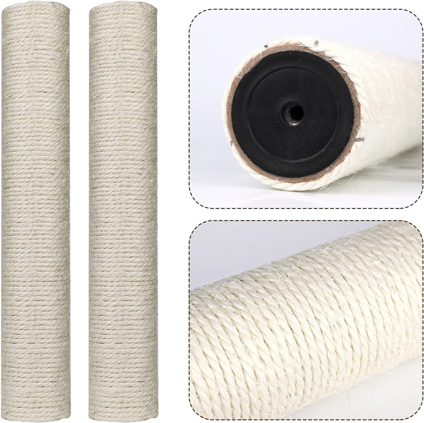 2Pcs Cat Scratching Post Replacement, 15.7 Inch Cat Tree Scratch Post with 4 M8 Screws Natural Sisal Replacement Poles for Kittens Cat Tree Tower image number 4