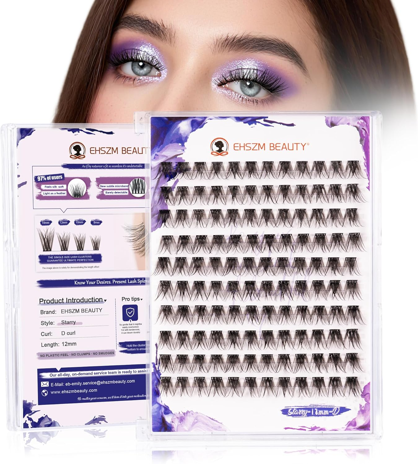 Upgraded,Cat Eye Lash Clusters 10-16Mm D Curl with No Plastic Feel,L Curl Lash Clusters,Ultra-Soft Individual Lashes with Thin Band/Long-Lasting and New Comfort, Mulan Style[Ehszm Beauty]