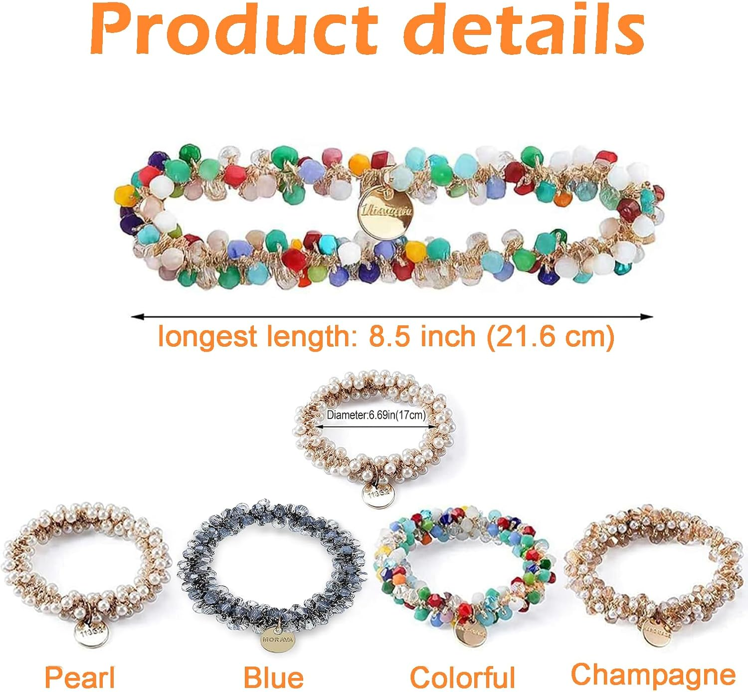 Zvorgath 4-Pack Pearl Hair Ties - Crystal Hair Scrunchies, Elegant Hair Accessories for Women, Fashionable Hair Bands for Daily Use or Special Events image number 4