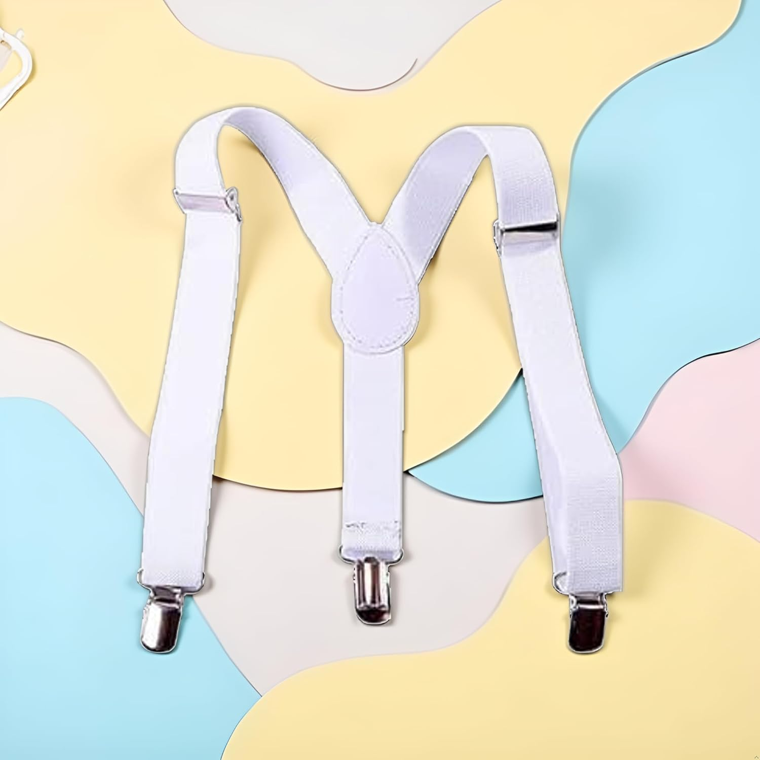 White Child Kids Girls Boys Suspenders Braces, Adjustable Clip on Y-Back Elastic Suspenders with Metal Clips for Girls Boys' Accessories, Clothing, Shoes and Jewelry image number 5