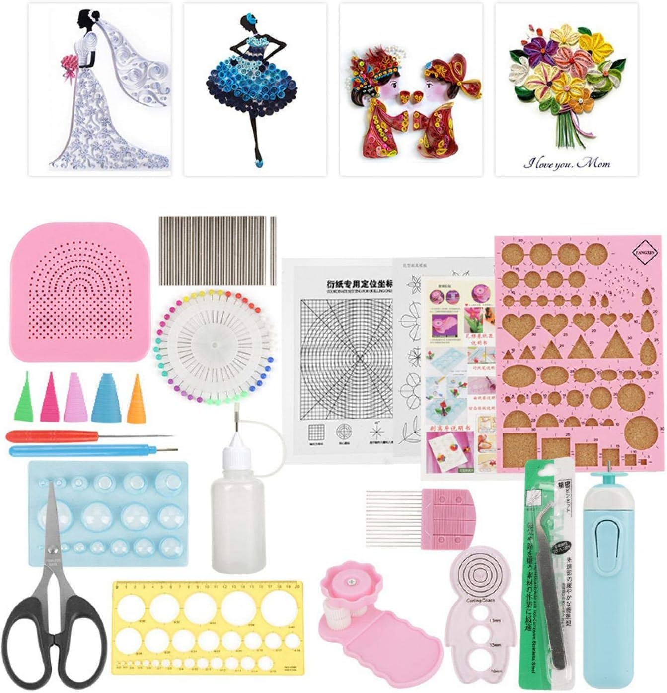 24-Piece Paper Craft DIY Kit - Quilling Tool Set, Paper, and Kits image number 4
