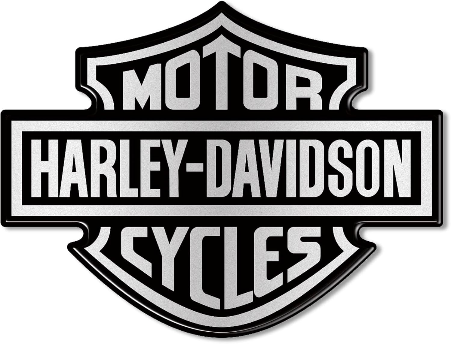 Labelbike - 3D Motorcycle Emblem Logo Sticker for Tank Compatible with Harley Davidson - Size 9.5X7 Cm - Color Black Silver