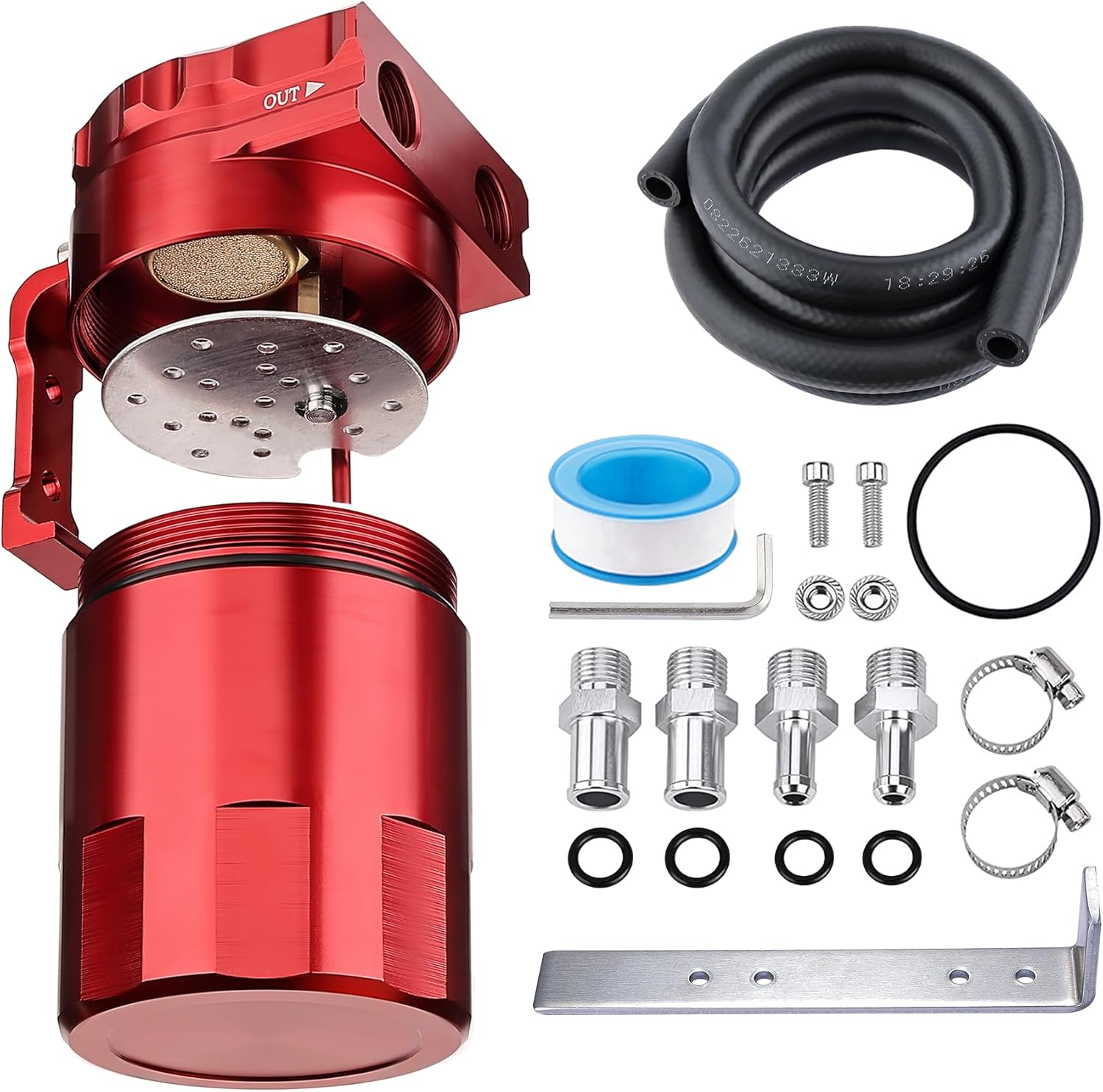 EVIL ENERGY Oil Catch Can, 300ML Universal Baffled Catch Can Kit with 5FT 3/8 Inch Hose, Aluminum Air Oil Separator Upgraded Internal Filter