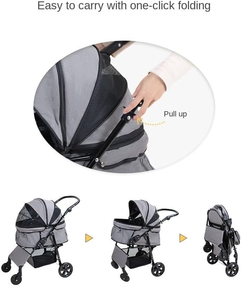 Pet Stroller Dog Stroller Cat Stroller Folding Pet Stroller Dog Folding Stroller with 4 Wheels Dog Cat Puppy Stroller for Medium Small Pet Dog Pram Dog Cat(Color:D) image number 6