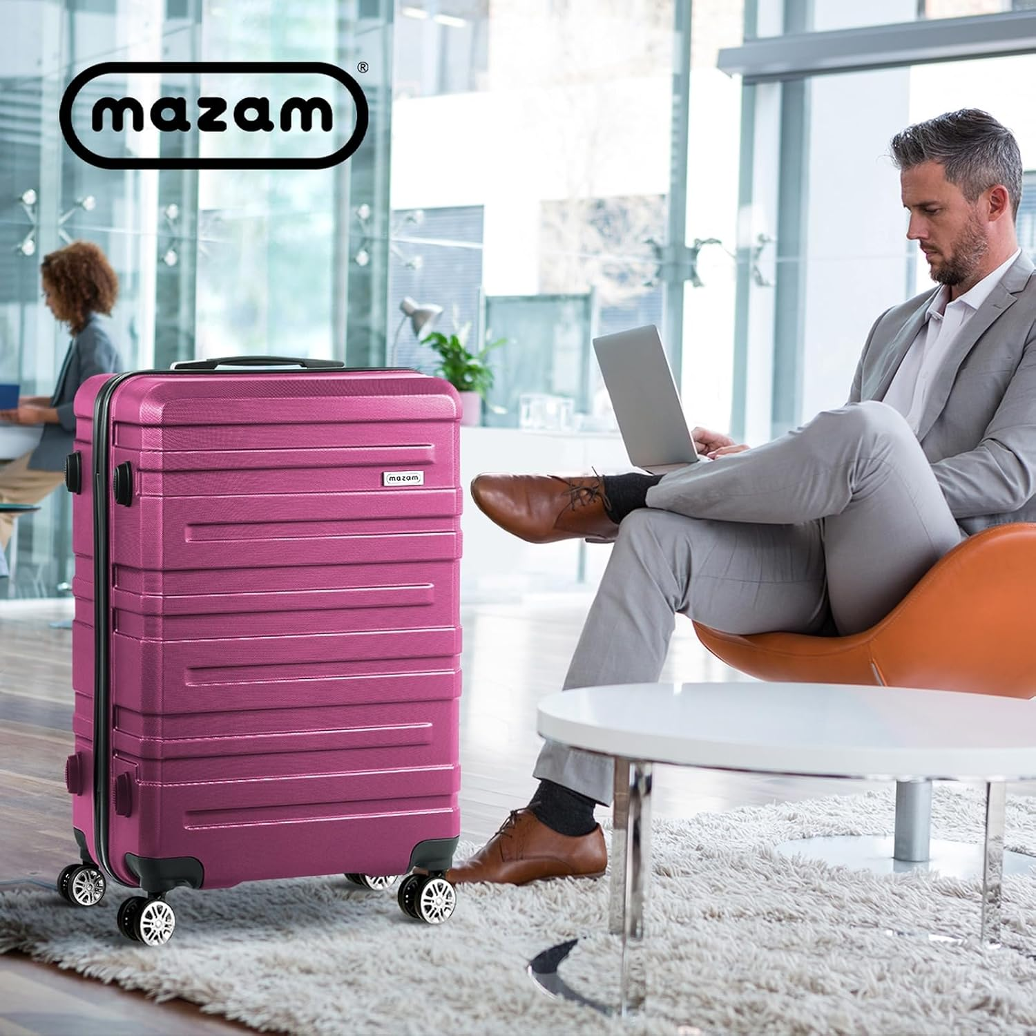 Mazam Luggage 28" Suitcase Trolley Set with Lock Storage Hard Case for Travel, Magenta
