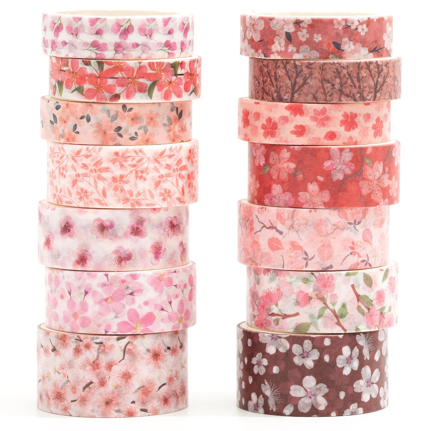 Songdao 14 Rolls Sakura Washi Tape Set Flowers Arts Adhesive Tapes Cherry Blossom Decorative Masking Tape Sets for Craft, Kids, Scrapbook, DIY, Gift Wrapping (Blush Petals) image number 2