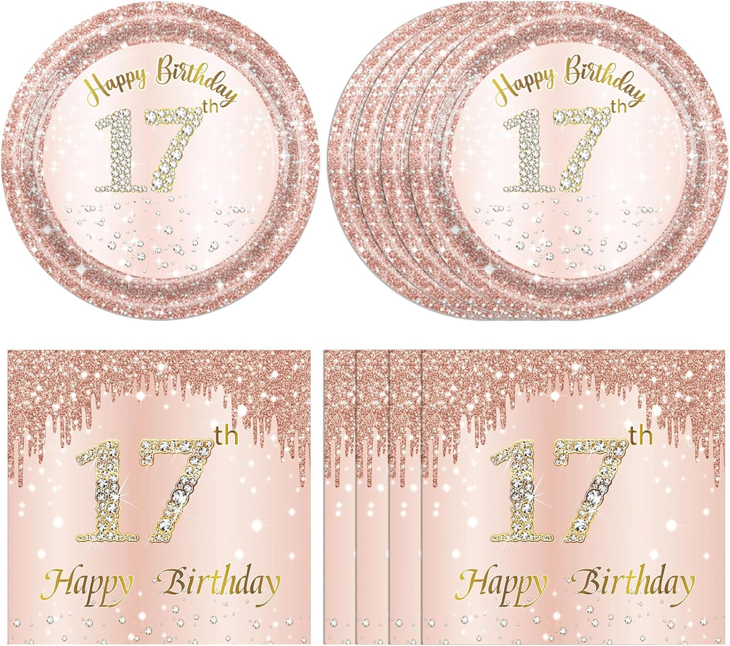 21St Birthday Rose Gold Party Supplies Rose Gold Birthday Supplies Plates and Napkins Happy 21 Birthday Disposable Tableware Party Supplies for Girls Women - 10Th image number 7