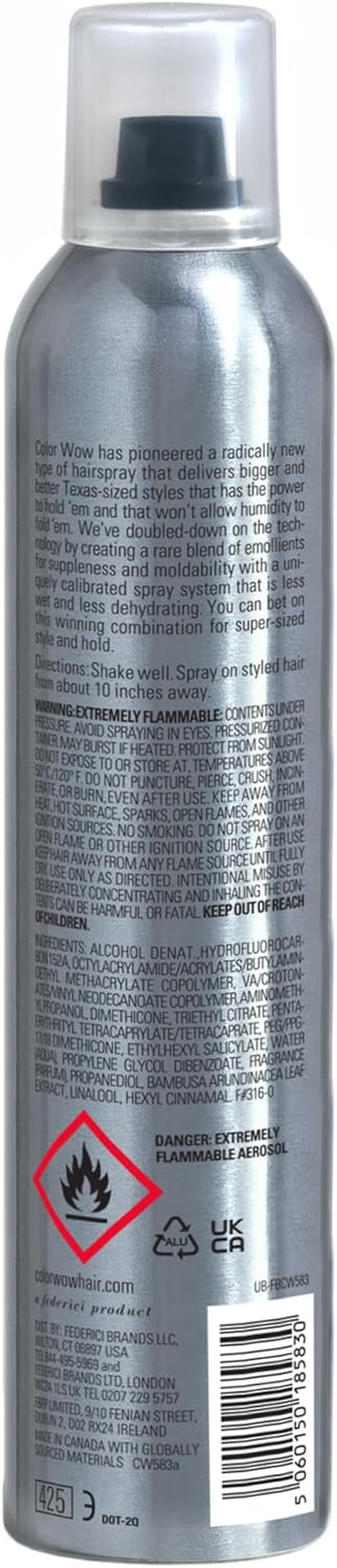 COLOR WOW Texas Hold 'Em Big Hold Hairspray- Hair Spray Extra Hold for All-Day Style |Heat Protection Spray for Hair + UV Protection|Anti Humidity Spray for Hair |No Crunch or Flake| Brushable Finish image number 1