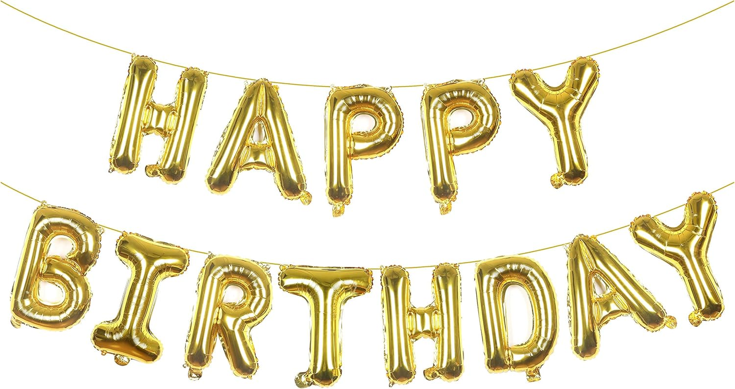 Magic Season Balloon Banners/Aluminum Foil Letters - 40Cm Happy Birthday (Gold)
