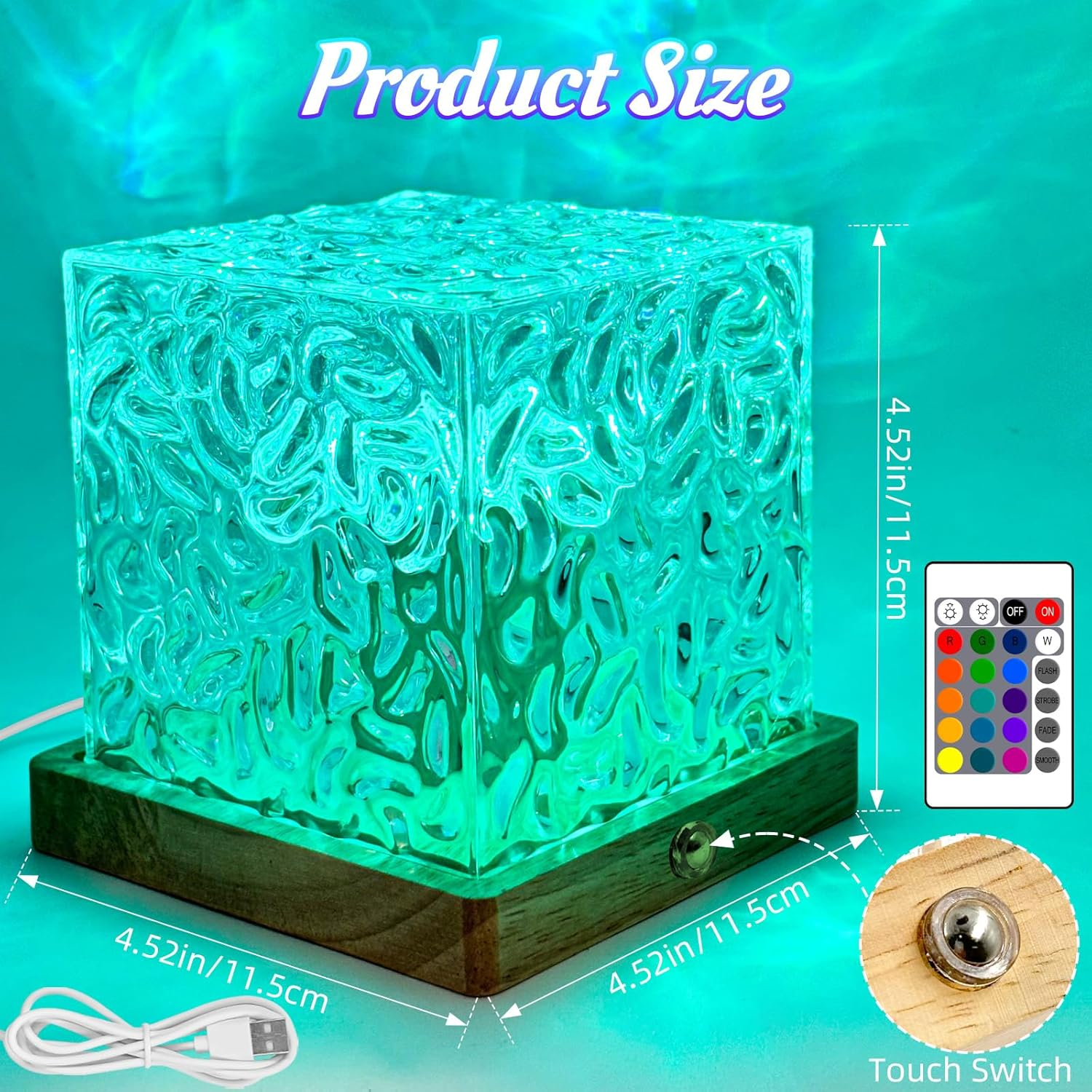 Fayrvind Northern Lights Wave Cube Lamp, Galaxy Light Projector Night Light for Teenage Room Decor, Luminorthe Cube Lamp for Bedroom Decor Kids Mood Lighting,16 Colors RGB Auror Ocean Wave Projector image number 4