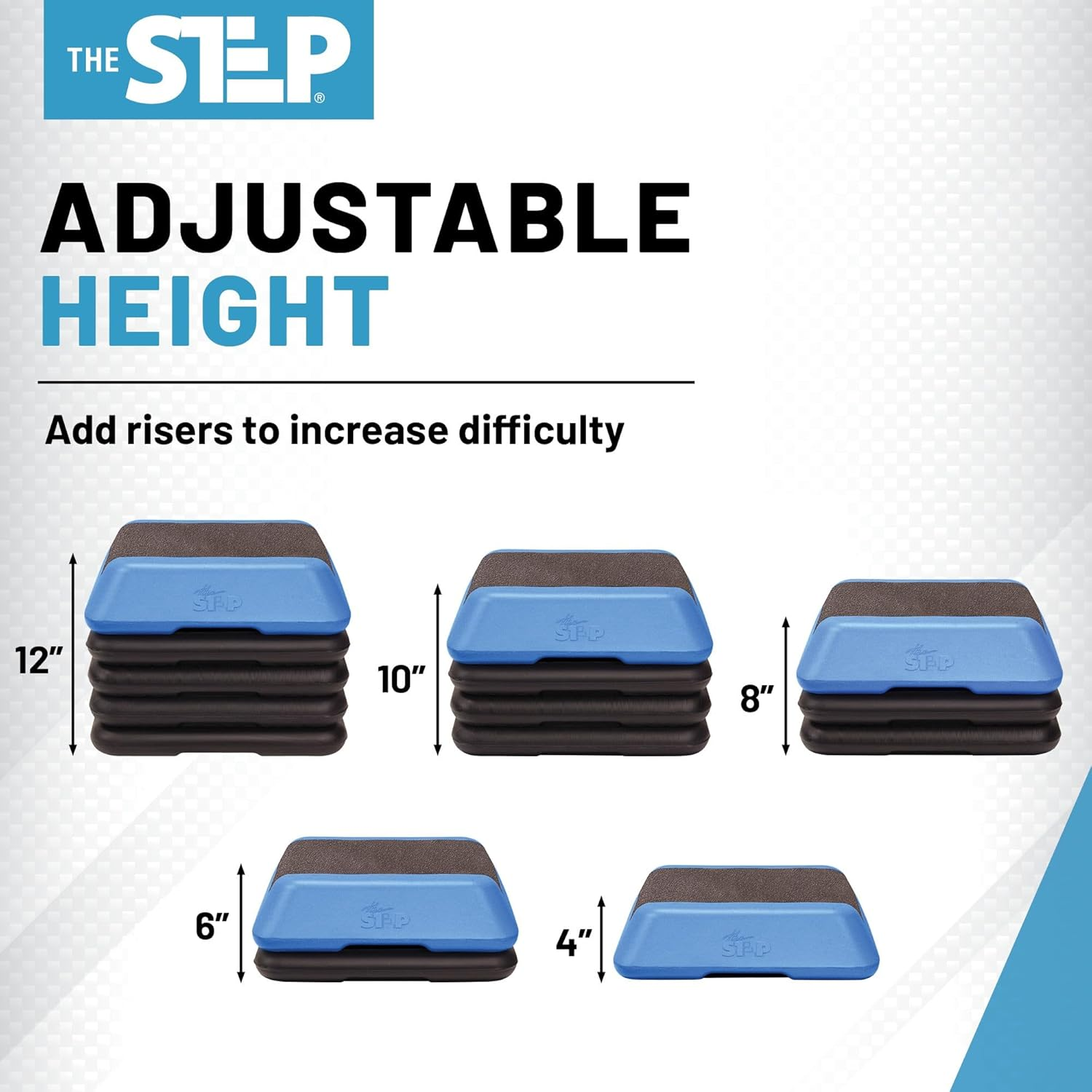 The Step (Made in USA) High Step Aerobic Platform and 4 Black Risers -  Gray image number 6