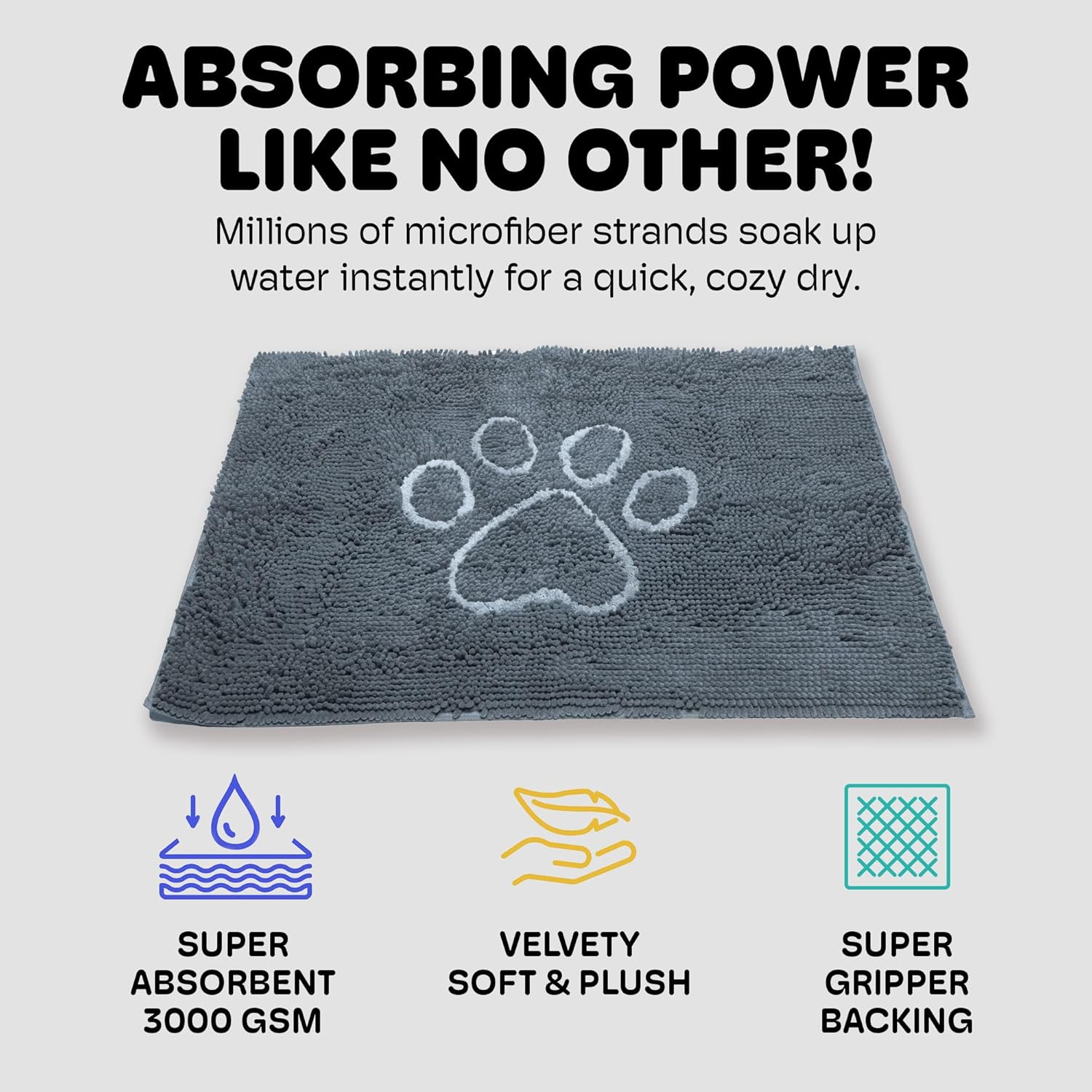 Dog Gone Smart Dirty Dog Doormat, Large, Misty Grey
