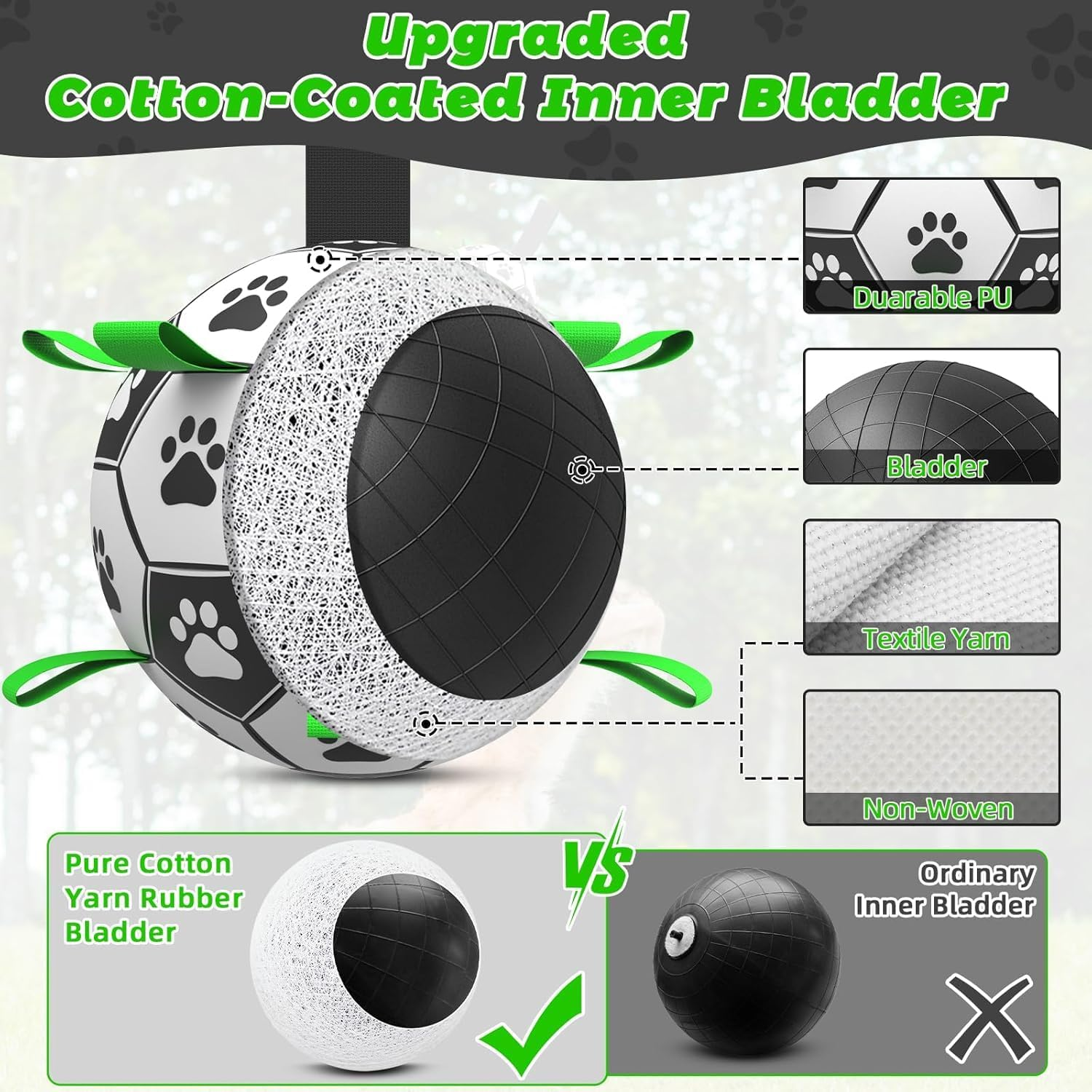 Mumoo Bear Dog Balls Toys Interactive Soccer Toy Dog Toys with Grab Straps Tabs for Jolly, Fun Dog Water Toy for Tug for Small & Medium Dogs 6'' Ball image number 1