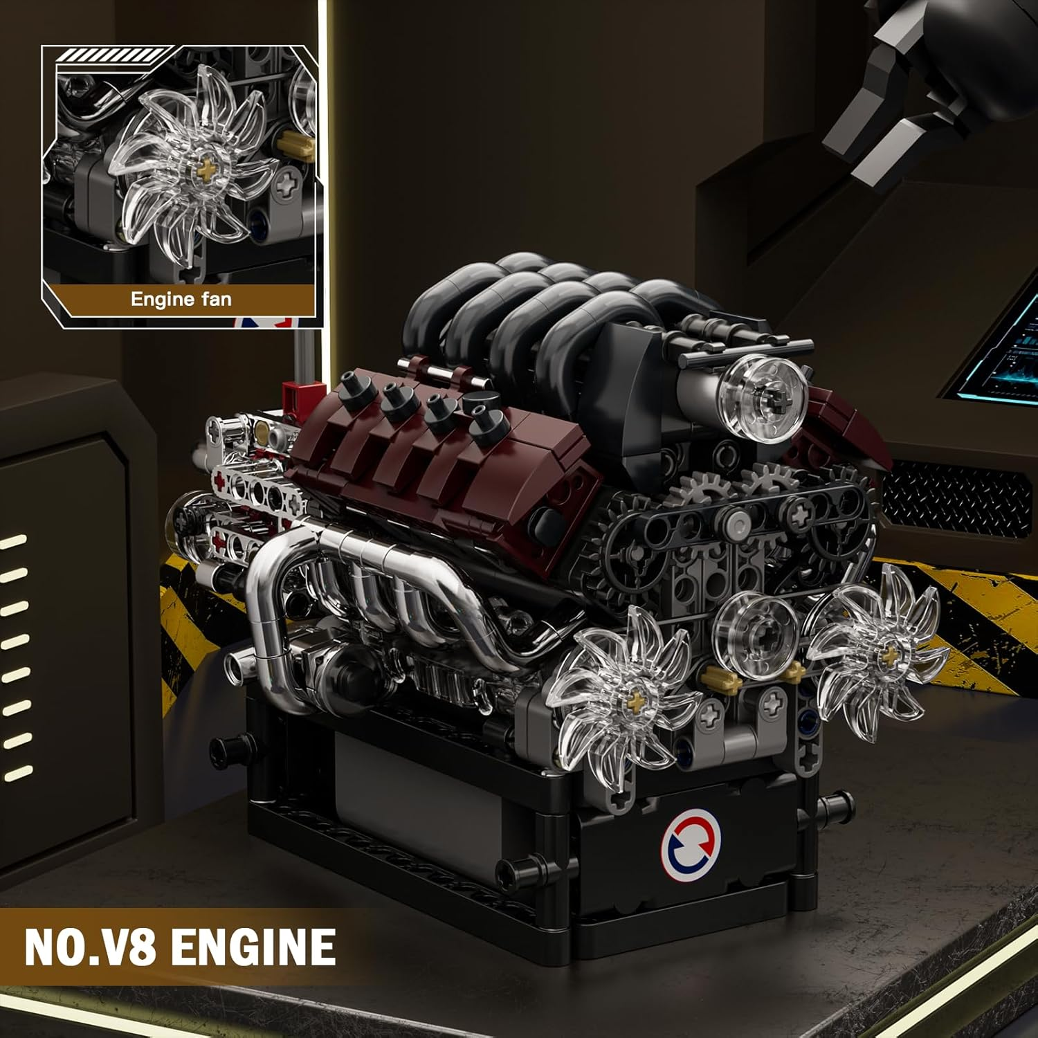 Mould King 10227 Technik V8 Engine Kit Petrol Building Blocks Clamping Blocks Engines Electric Engine Motor Kit Gifts for Adults (787 Pieces)