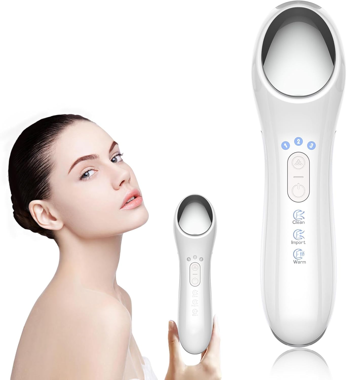 Neck Face Massager, Microcurrent Facial Sculpting Tool, Rechargeable Face Lifting Device with Vibrate, Warm, Pores Cleansing with Cotton Ring, Clean and Moisturize, Reduce Wrinkle, Fine Lines