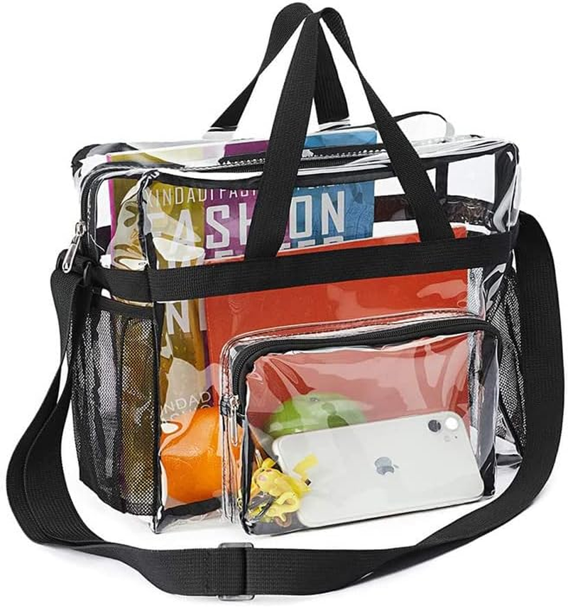 TIAMORK Clear Bags Stadium Approved Clear Tote Bag for Women and Men Clear Purse Bag with Zipper Closure Crossbody Shoulder Bag with Adjustable Strap for Concerts Sports Events
