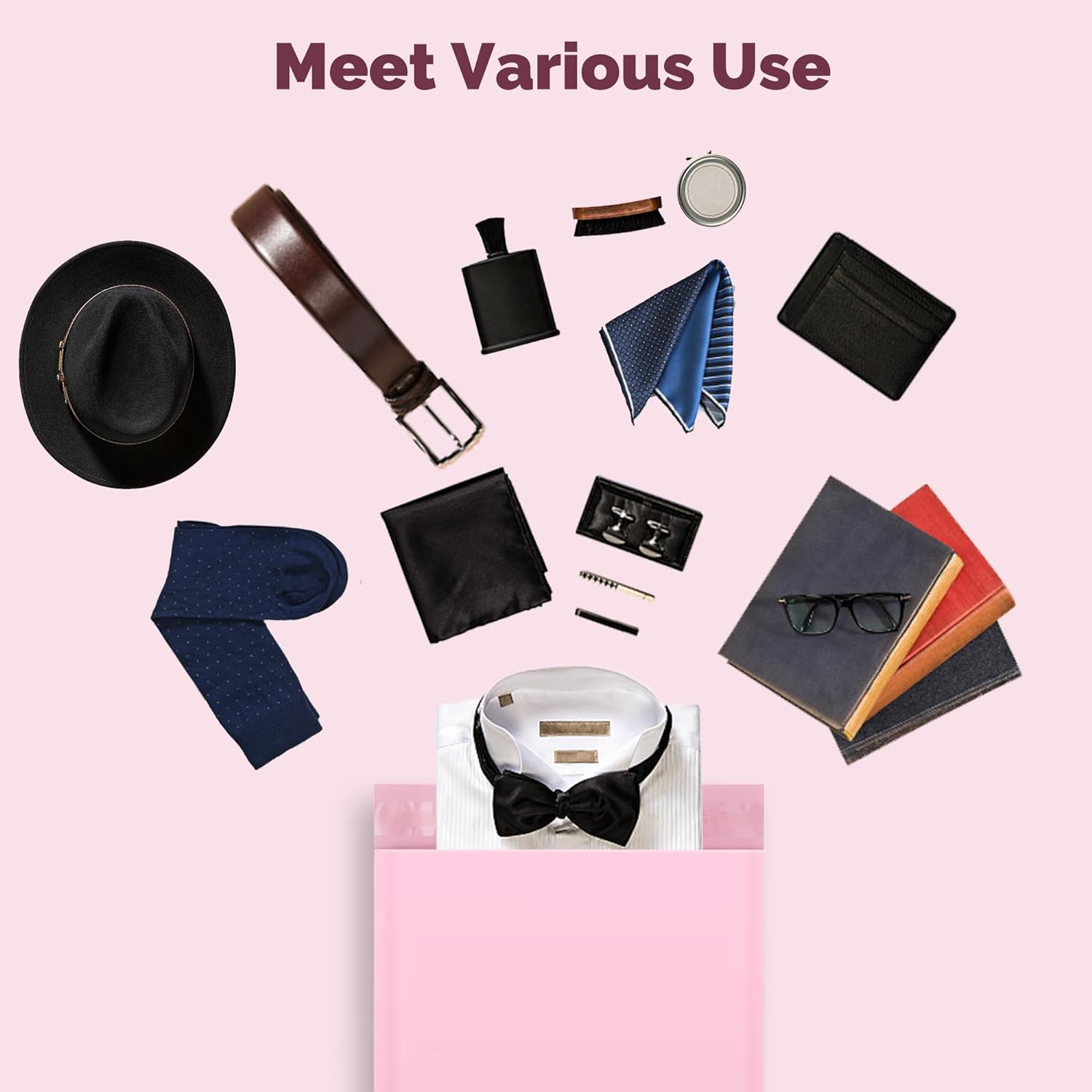 JENCENBIO Compostable Mailers Bags 15X28 Cm with Self-Sealing Strip Eco Friendly Shipping Bags Envelopes for Clothing Shoes Packaging 50 Pack Pink image number 1