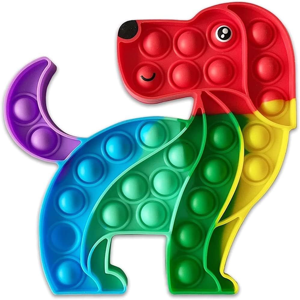 Cute Animal Dog Push Pop up Its Bubble Sensory Fidget Toys, Autism Special Needs Stress Relief Silicone Pressure Relieving Toys for Kids Children Adults (Rainbow Dog) image number 4
