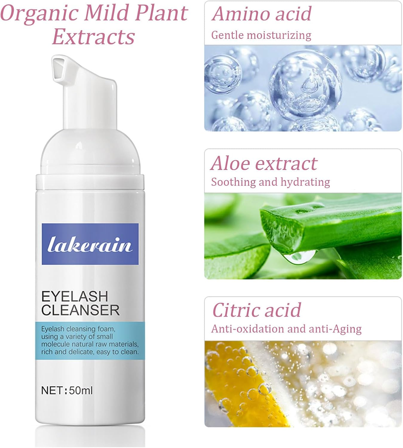 Lash Shampoo Clean Mousse for Eyelash Extension with Brush, Lash Cleanser, Eyelash Wash for Extensions, Eyelash Cleaner Mousse for Professional Use Lash Foam Cleanser - Salon Use and Home Care image number 3