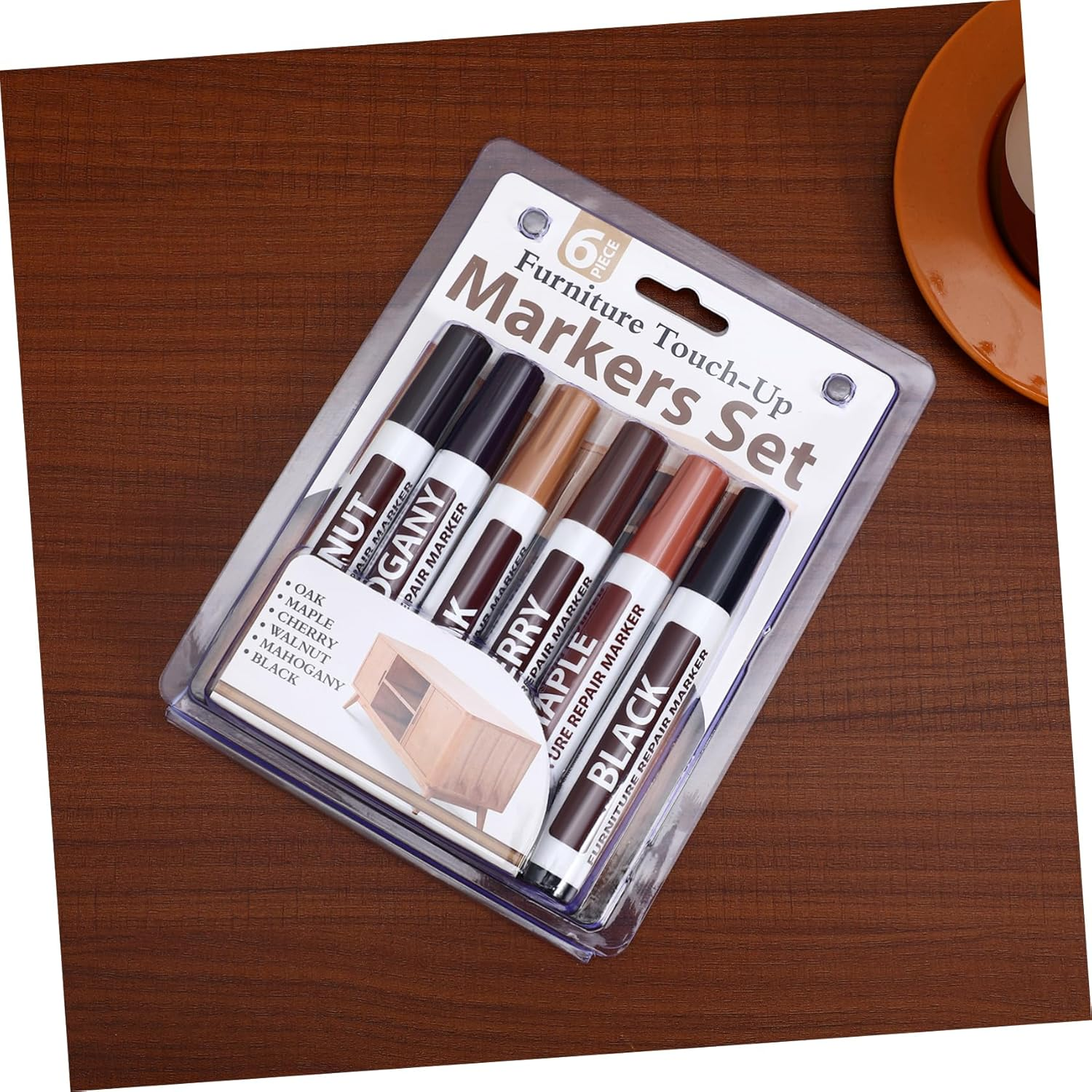 6Pcs Furniture Touch up Marker Pen Wooden Scratch Repair Tools Concealing Markers for Coloring Wood Floors Tables Desks Carpenters image number 2