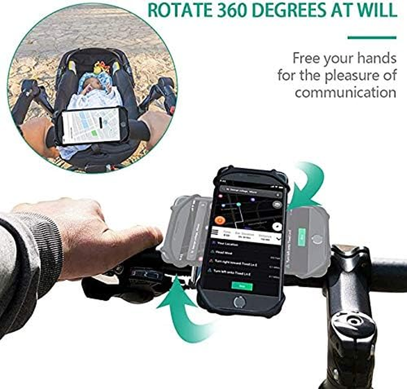 Bike Phone Mount, Silicone Bicycle Phone Holder, 360&deg; Adjustable, Face & Touch ID, Universal Motorcycle Phone Mount for All Phones image number 5