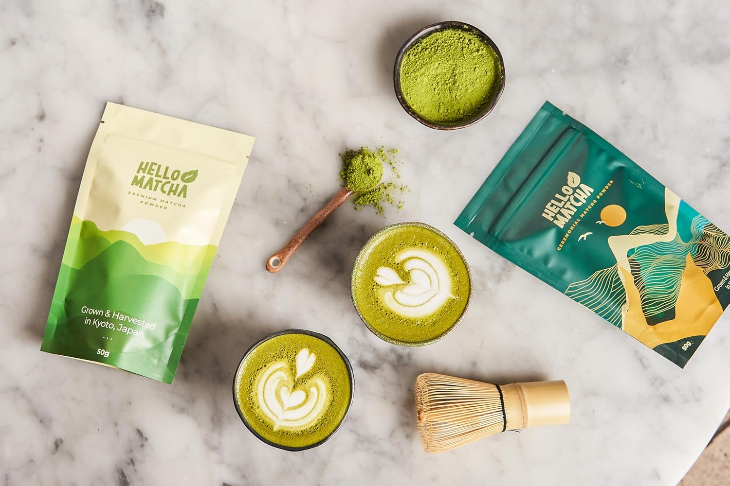 Hello Matcha, Premium Matcha Powder from Uji, Kyoto - 50G - 100% Authentic Japanese Matcha Experience - Perfect for Matcha Lattes, Baking or Smoothies