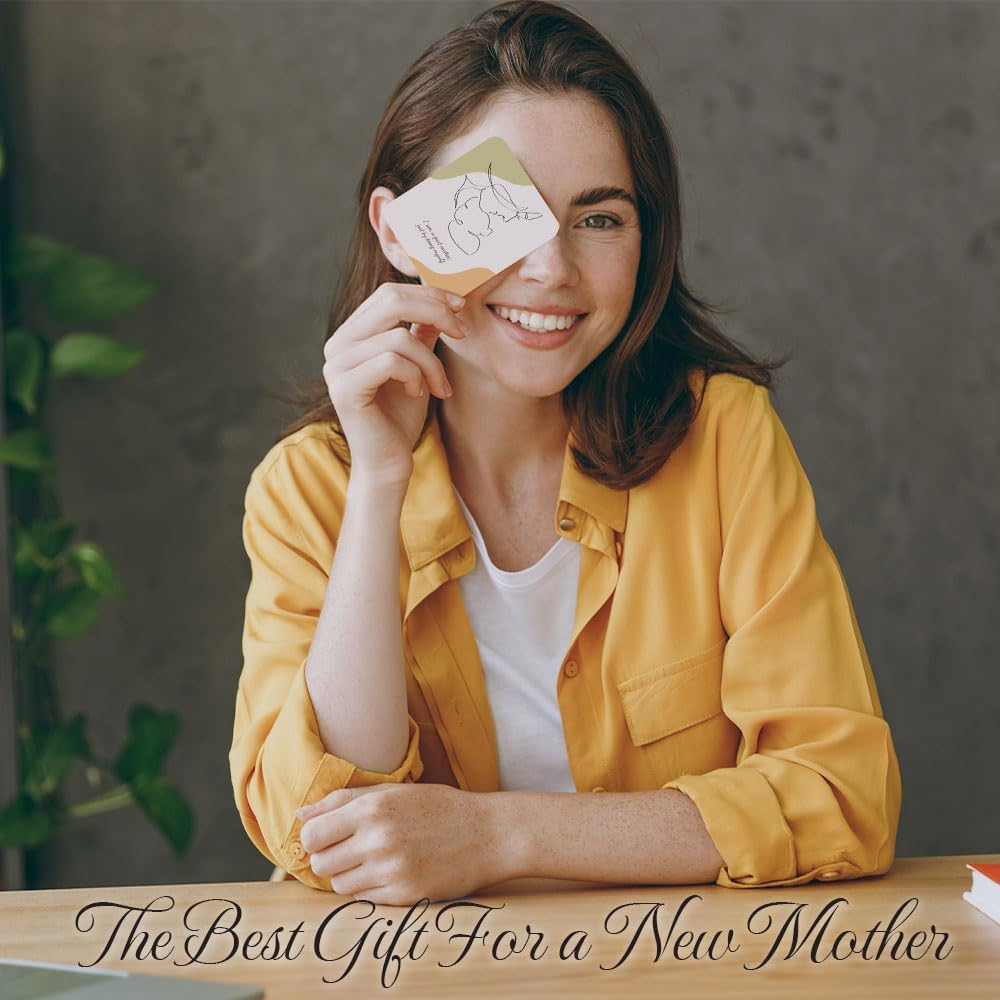 BIROYAL 45 PCS New Mom Affirmation Cards for Post Partum/Postpartum - New Mom Essentials Gifts with Empowering Messages - Postpartum Affirmation Cards with Wooden Stand and Metal Box image number 2
