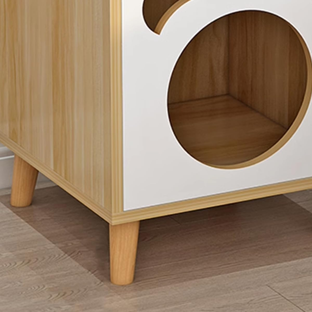 AIMALL Solid Wood Cat Nest Bedside Table &ndash; Multifunctional Small Bedside Cabinet with Cat House, Storage, and Cat Bed, Ideal for Cats and Home Use image number 2