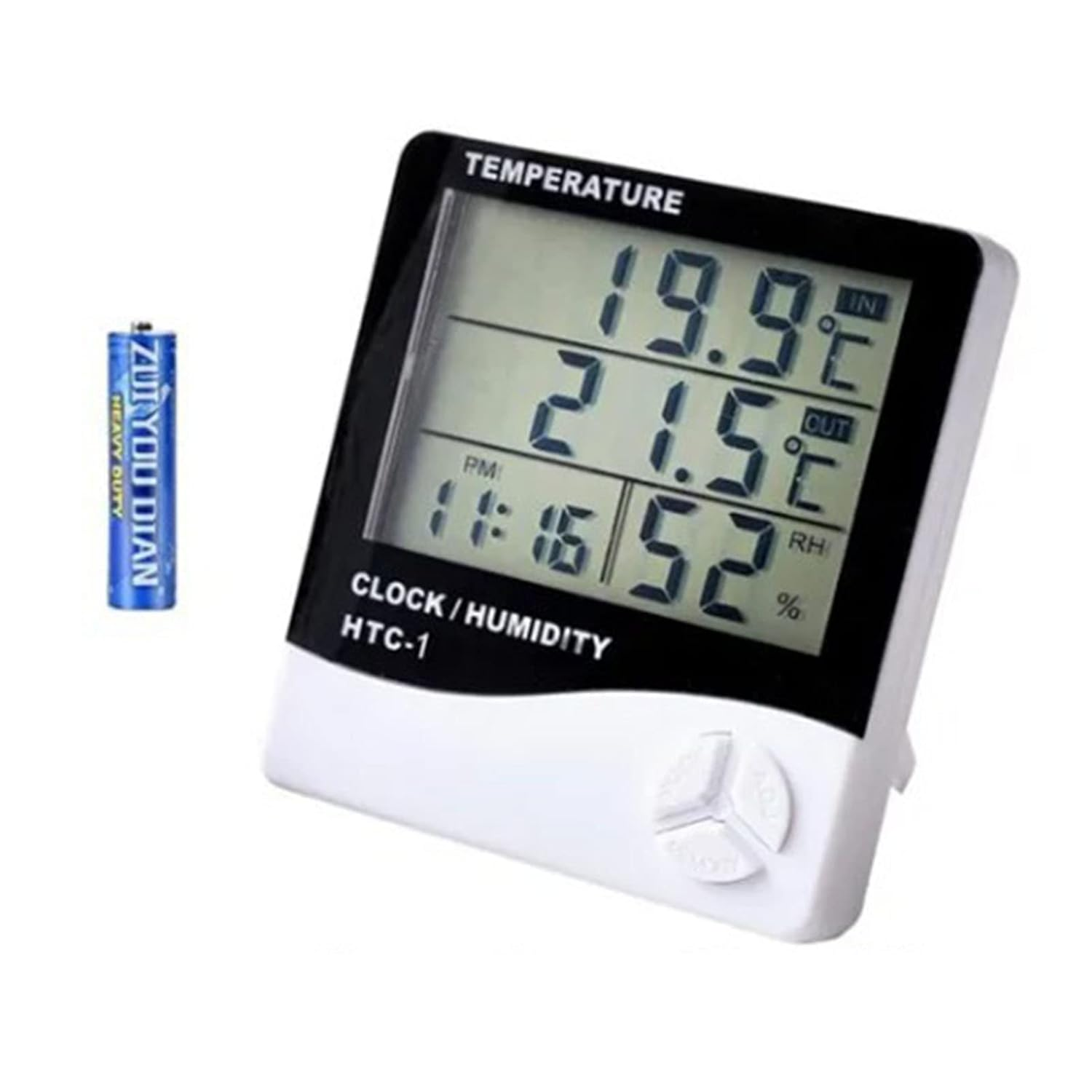 Zerodis Digital Thermometer Hygrometer with Clock Alarm, Large LCD Display, Portable Design, Simultaneous Measurement for Laboratories, Cold Chain Transportation, Storage, Easy to Read image number 4