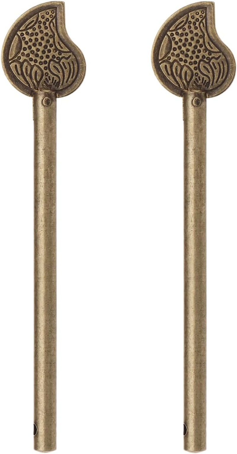Emagtech 2PCS Retro Bronze Locking Pin Chinese Locking Pin Leaf Style Cabinet Key Latch Door Bolt for Style Drawer Door Wardrobe Door Shoe Cabinet (11Mm) image number 6