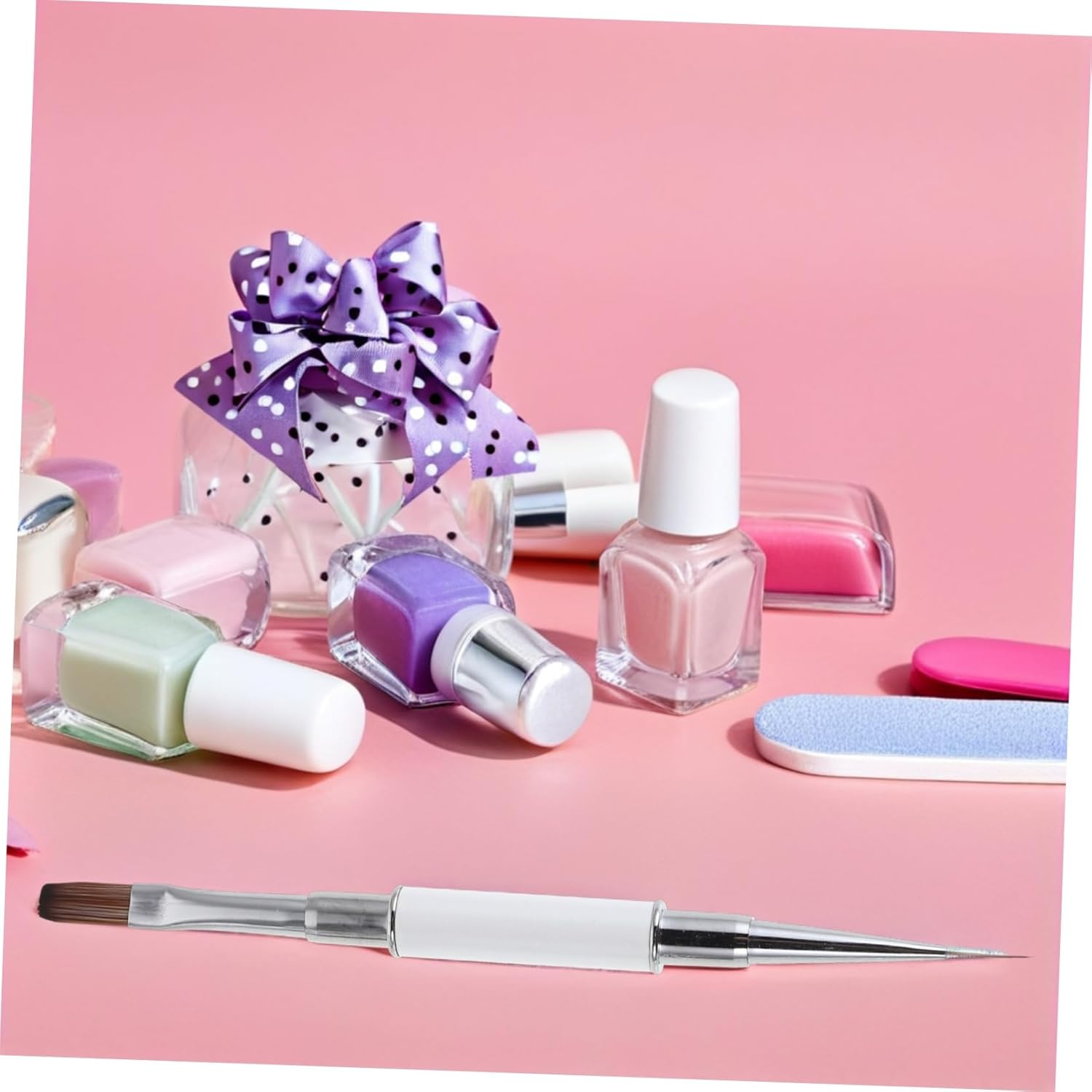 DECORNIJIA 3Pcs Doubleended Nailart Brushes for Salon Use and Dotting Tools Durable Non Shedding Nail Pen for Professional Manicure and Detailed Design - Yellow image number 4