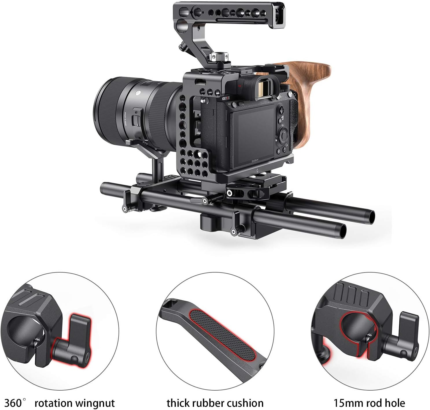 SMALLRIG 15Mm Long Lens Support Bracket Height Adjustable for DSLR Camera Shoulder Rig - BSL2680 image number 5