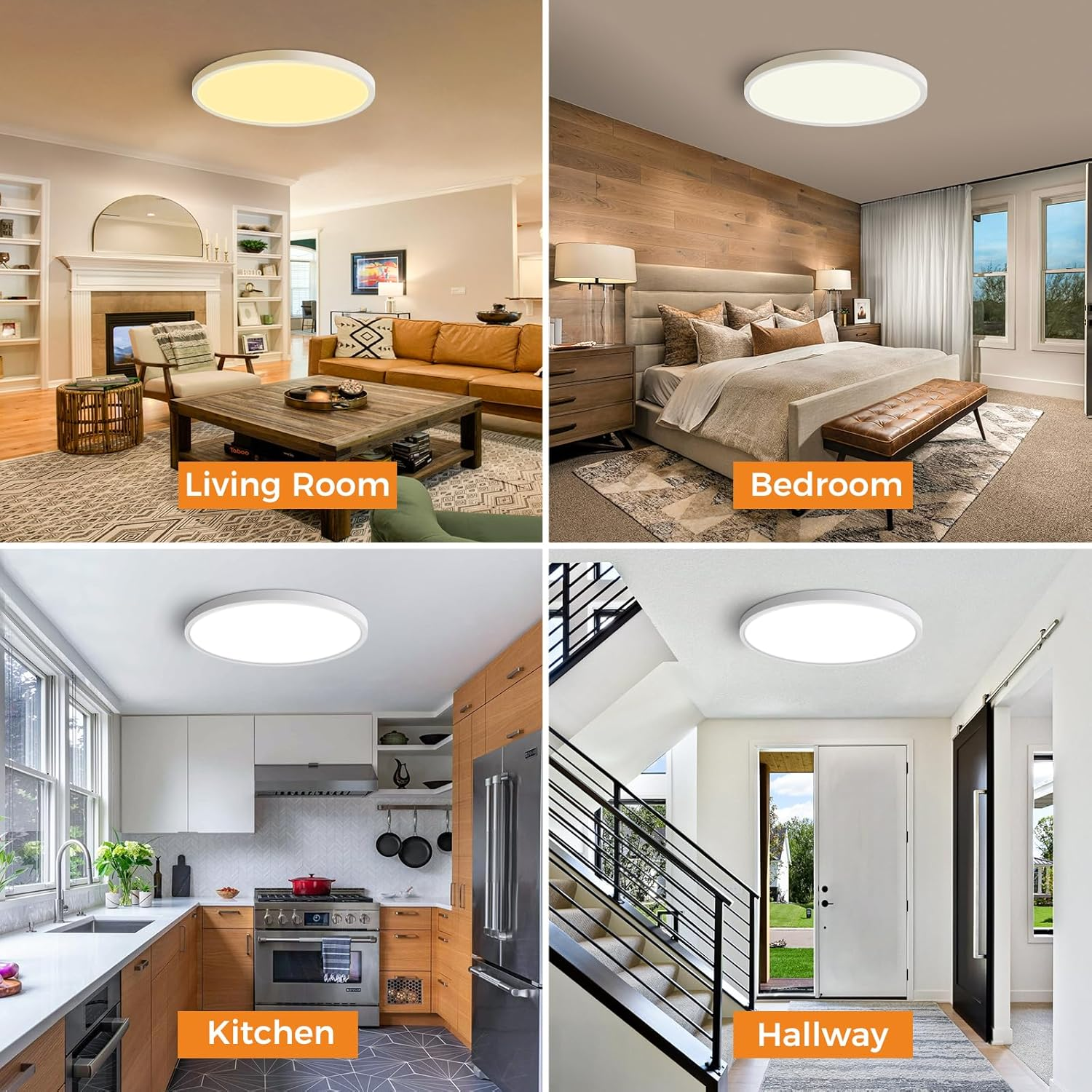 Slochi 24W 3000K/4000K/6500K LED Ceiling Light, 2800LM IP54 Waterproof, White, 30Cm Diameter, Suitable for Kitchen, Bedroom, Living Room image number 5