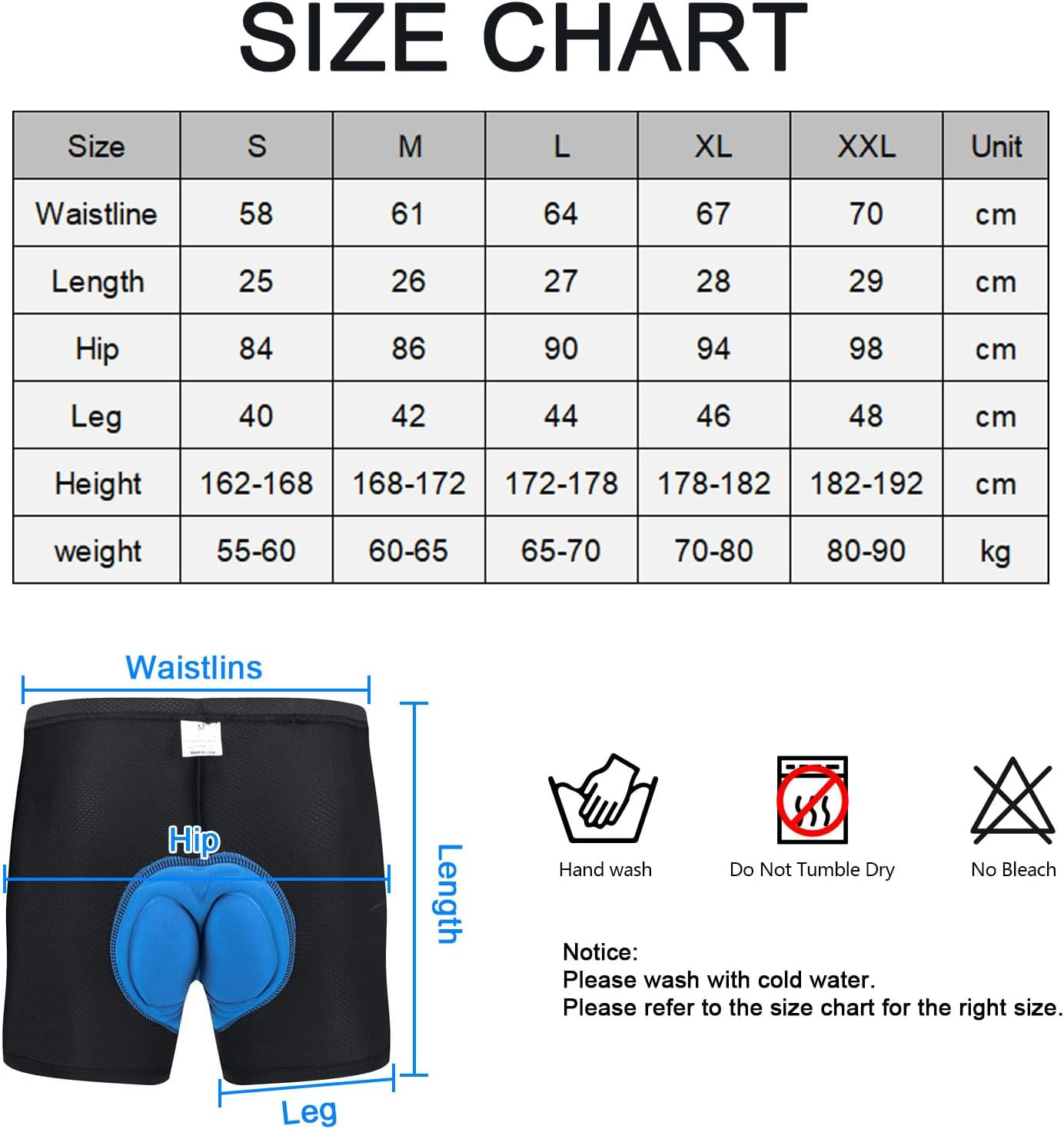 Feimvbe Men'S Padded Bike Cycling Shorts 3D Padding Bicycle Undershorts MTB Liner Biking Underpants - Blue S image number 2