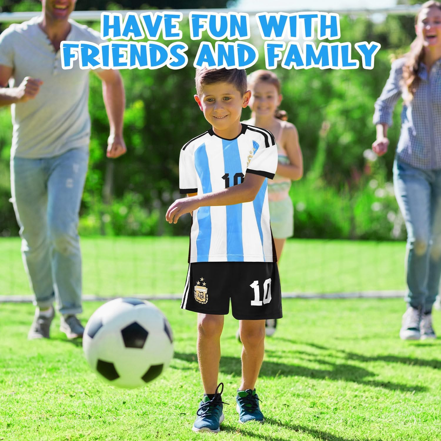 Slowton Youth Soccer Jersey - 2 Piece Kids T-Shirt Shorts Set, #10 Junior Jersey Kids Size, Soccer Tracksuit Uniform Set image number 1