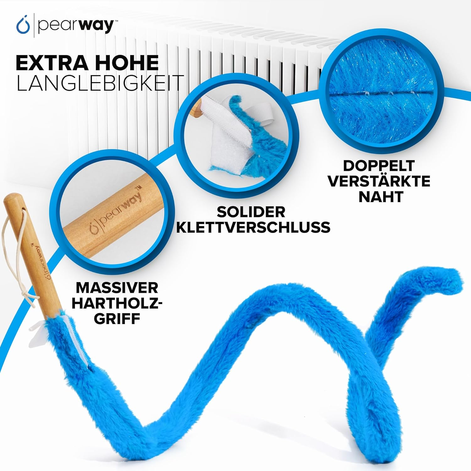 PEARWAY Set of 2 Radiator Brushes, Higher Heating Output & More Cleanliness, Includes Bleed Key, Heating Brush, Improves Room Climate, Radiator Cleaning Brush, Heating Cleaning Brush image number 5