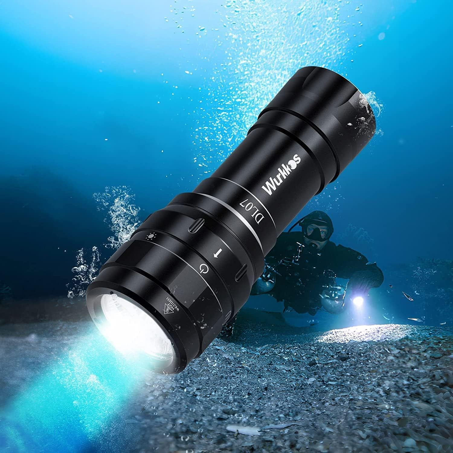 Wurkkos DL07 Diving Flashlight Rechargeable Scuba Dive Light, IPX8 Waterprood Diving Torch Max 3000 Lumens, 135 &deg; Beam Angle Diving Torch High 90 CRI Dive Video Photography Light with Ball Joint image number 4