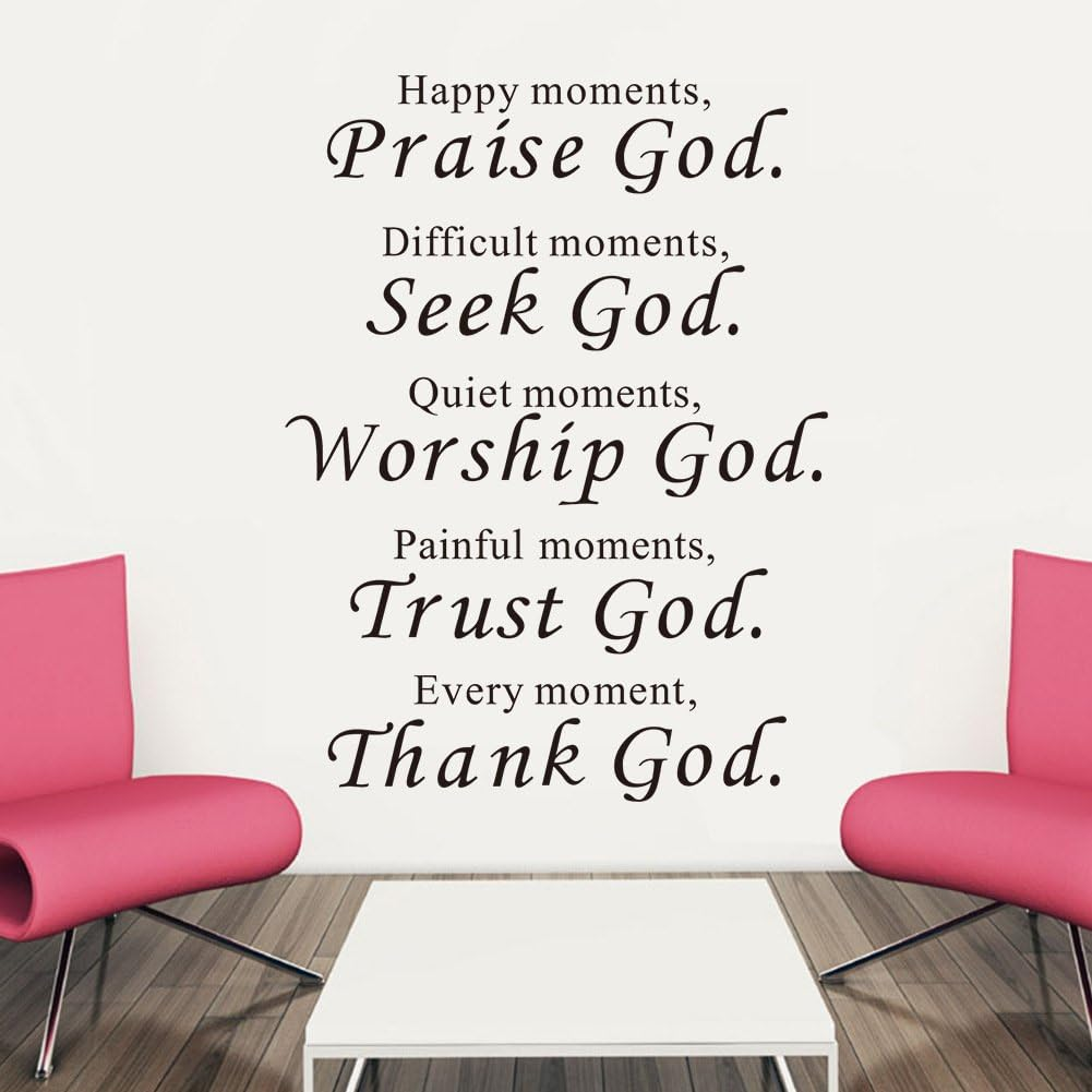Maydahui Scripture Wall Decal Bible Verse Wall Sticker(16.9 * 22.8Inch) Christian Decals Praise God Difficult Moment Seek God Sticker for Office Living Room Mirror Home Decor