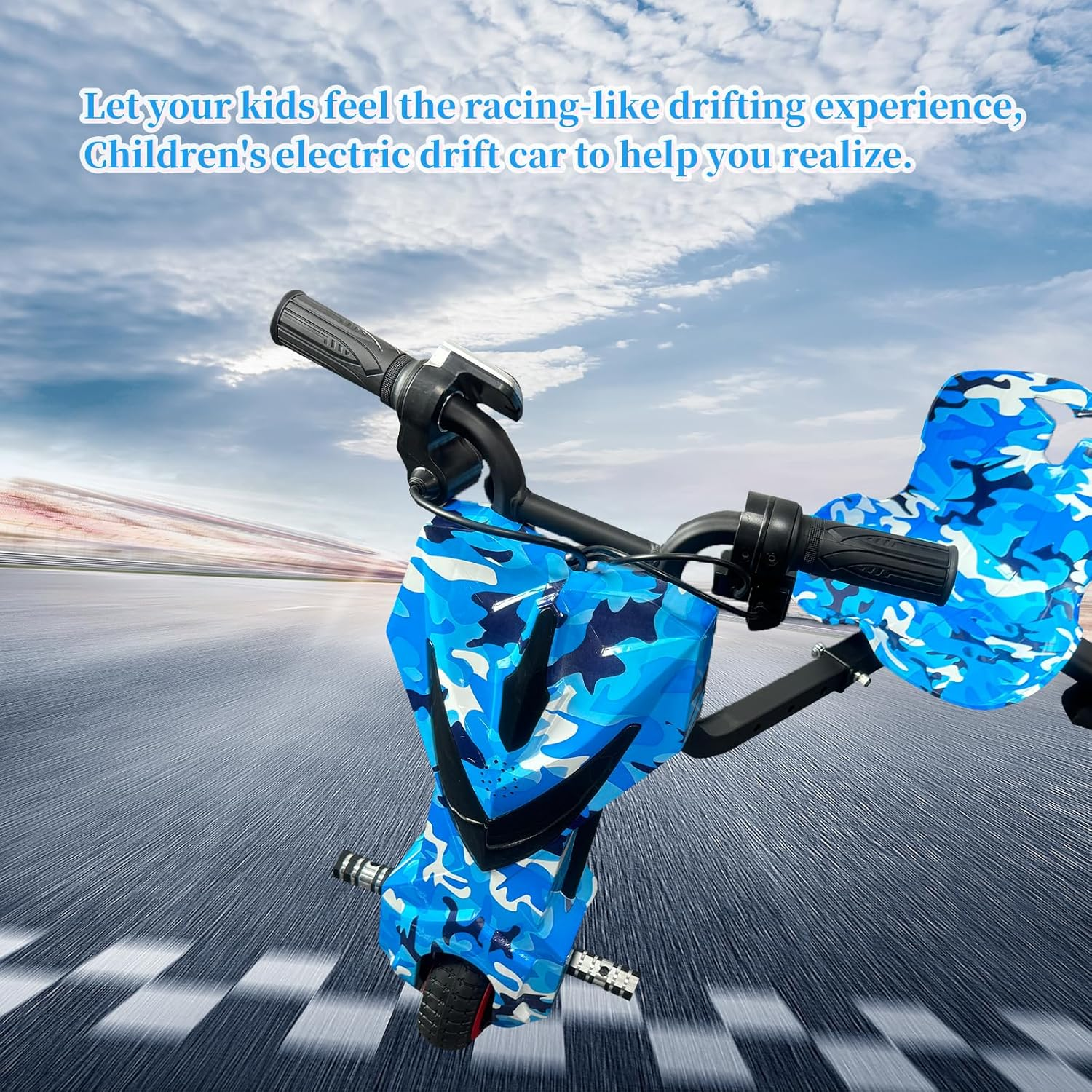 Electric Drift Go Kart &ndash; Kids Ride on Trike, 3-Wheel Electric Drifting Kart with Bluetooth Music, 12-25Km Range, Ideal Gift (Blue) image number 1