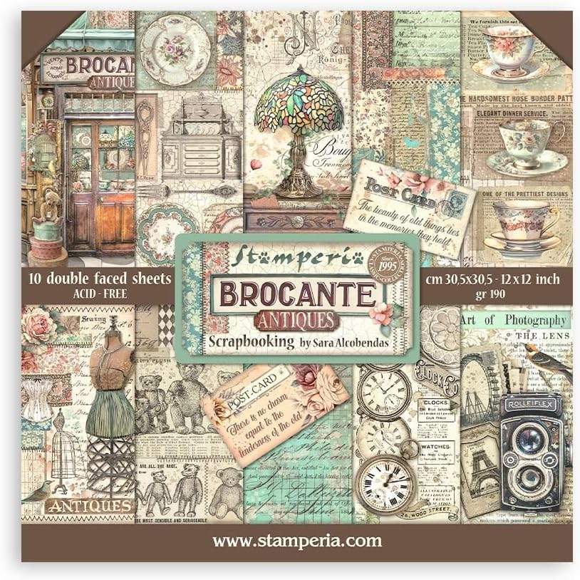 Scrapbooking Pad 22 Sheets Cm 30.5 X 30.5 (12 X 12 Inches) Single Face - Brocante Antiques